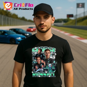 Tricou George Russell Imagine Echipa Mercedes Colaj, Copii | Dama | Barbat , tricou negru