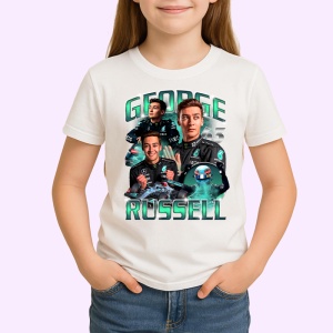 Tricou George Russell Poster Colaj Echipa Mercedes Formula 1, Copii | Dama | Barbat - Img 3