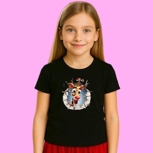 Tricou Girafa Cu Fundal Alb Si Suras Craciun, din bumbac 100% Copii | Dama | Barbat