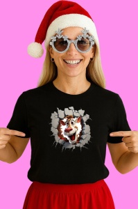 Tricou Girafa Cu Fundal Gri Inchis Craciun, din bumbac 100% Copii | Dama | Barbat - Img 3