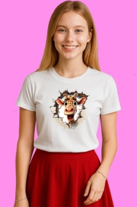Tricou Girafa Cu Zambet Mare Craciun 2, din bumbac 100% Copii | Dama | Barbat