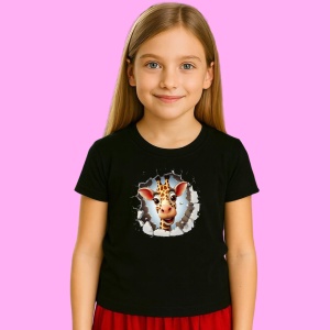 Tricou Girafa Cu Zambet Mare Craciun, din bumbac 100% Copii | Dama | Barbat