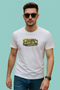 Tricou Gloves On Game On Manusi Portar Fotbal, din bumbac 100% , tricou alb pentru Copii | Dama | Barbat - Img 3