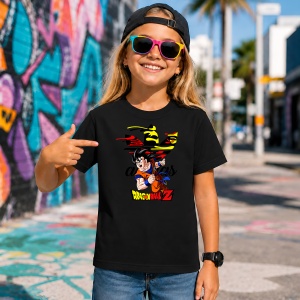 Tricou Goku Drafon Bal Z Warrior Street Style Mashup Grafic, din bumbac 100%, tricou negru, Copii | Dama | Barbat - Img 7