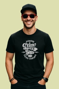 Tricou Good Beer Good Friends, din bumbac 100%, tricou negru, Dama | Barbat - Img 2