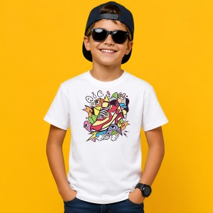 Tricou Graffiti Abstract Burger Sneaker Mashup Urban Art Design, din bumbac 100% Copii | Dama | Barbat - Img 2