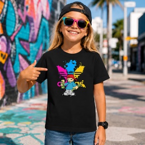 Tricou Graffiti Artist Boy Spray Paint Urban Drip Colorful, din bumbac 100%, tricou negru, Copii | Dama | Barbat - Img 7