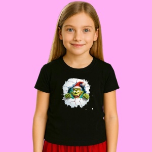 Tricou Grinch Cu Fundal Albastru Si Zapada Craciun, din bumbac 100% Copii | Dama | Barbat - Img 2