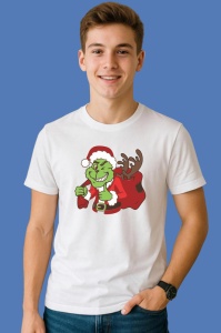 Tricou Grinch Cu Renul, din bumbac 100% Copii | Dama | Barbat - Img 2