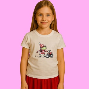 Tricou Grinch Cu Tractoras Si Cadouri, din bumbac 100%, tricou alb, Copii | Dama | Barbat