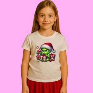 Tricou Grinch In Sac Plin De Cadouri Craciun, din bumbac 100%, tricou alb, Copii | Dama | Barbat - Img 2