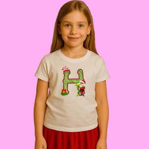 Tricou H Litere Craciun Cu Mos Si Grinch, din bumbac 100% Copii | Dama | Barbat