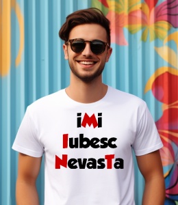 Tricou haios iMi Iubesc NevasTa pentru barbati, din bumbac