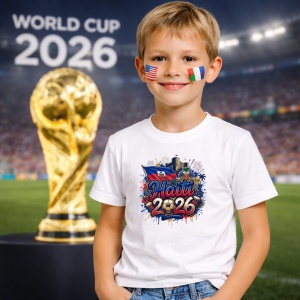 Tricou Haiti World Cup 2026 Fifa, din bumbac 100%, tricou alb, Copii | Dama | Barbat - Img 5