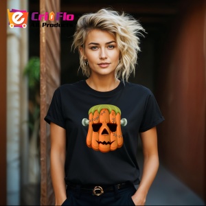 Tricou Halloween Frankenstein Cap, din bumbac 100%, tricou negru, Dama | Barbat - Img 6