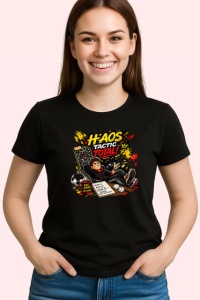 Tricou Haos Tactic Total Antrenor Fotbal Amuzant, din bumbac 100%, tricou negru Copii | Dama | Barbat - Img 3