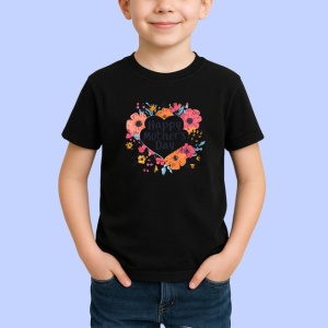 Tricou Happy Mothers Day Design Floral Roz V1, din bumbac 100%, tricou negru Copii | Dama | Barbat - Img 2
