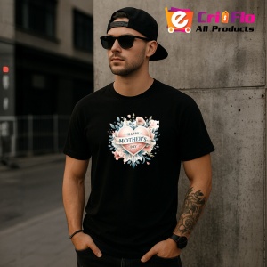 Tricou Happy Mothers Day Floral, din bumbac 100%, tricou negru, Dama | Barbat - Img 4