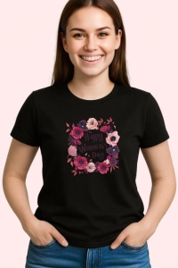 Tricou Happy Womens Day Buchet Flori V1, din bumbac 100%, tricou negru Copii | Dama | Barbat