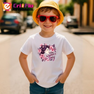 Tricou Happy Womens Day Ilustratie Par Floral V3, din bumbac 100% , tricou alb pentru Copii | Dama | Barbat - Img 4