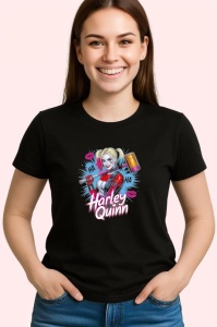 Tricou Harley quinn expresie amuzanta cu bautura, Copii | Dama | Barbat , tricou negru - Img 3