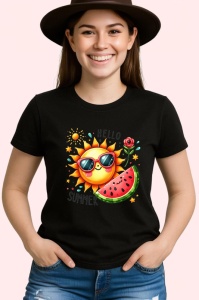 Tricou Hello summer cu soare si felie de pepene grafica vesela Copii | Dama | Barbat Barbat - Img 7