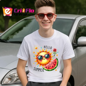 Tricou Hello summer cu soare si felie de pepene grafica vesela Copii | Dama | Barbat Barbat - Img 9