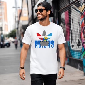 Tricou Homer Simpson Dj Spinning Records Urban Blue Music Vibe, din bumbac 100% Copii | Dama | Barbat - Img 5