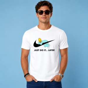 Tricou Homer Simpson Lazy Vibe Logo Gri Just Do It Later Urban, din bumbac 100% Copii | Dama | Barbat