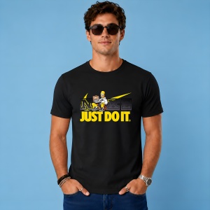 Tricou Homer Simpson Logo Galben Desen Animat, din bumbac 100%, tricou negru, Copii | Dama | Barbat - Img 2