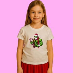 Tricou Hulk Christmas Candy Cane, din bumbac 100%, tricou alb, Copii | Dama | Barbat - Img 2
