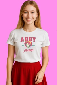 Tricou Huntrix K Pop Hunters Demon Abby Portret Stil Logo Retro, din bumbac 100%, tricou alb, Copii | Dama | Barbat - Img 3