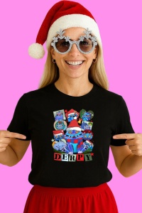 Tricou Huntrix K Pop Hunters Demon Colaj Derpy Multiplu Expresii Haioase, din bumbac 100%, tricou negru, Copii | Dama | Barbat - Img 3
