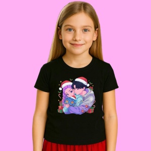 Tricou Huntrix K Pop Hunters Demon Cuplu Anime Pisica Albastra, din bumbac 100%, tricou negru, Copii | Dama | Barbat