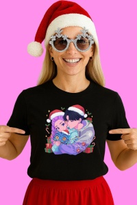 Tricou Huntrix K Pop Hunters Demon Cuplu Anime Pisica Albastra, din bumbac 100%, tricou negru, Copii | Dama | Barbat - Img 2
