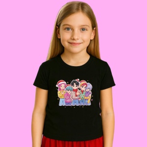Tricou Huntrix K Pop Hunters Demon Grup Copii Costume Festive, din bumbac 100%, tricou negru, Copii | Dama | Barbat - Img 2
