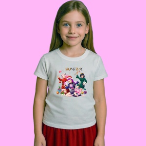 Tricou Huntrix K Pop Hunters Demon Grup Fete Pozitie Dinamica Craciun, din bumbac 100%, tricou alb, Copii | Dama | Barbat