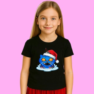 Tricou Huntrix K Pop Hunters Demon Pisica Albastra Santa Gheata, din bumbac 100%, tricou negru, Copii | Dama | Barbat - Img 2