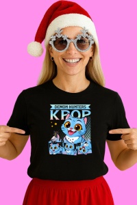 Tricou Huntrix K Pop Hunters Demon Pisica Mare Kpop Poster, din bumbac 100%, tricou negru, Copii | Dama | Barbat - Img 2