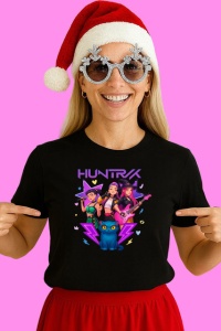 Tricou Huntrix K Pop Hunters Demon Trio Fete Chitara Rock, din bumbac 100%, tricou negru, Copii | Dama | Barbat
