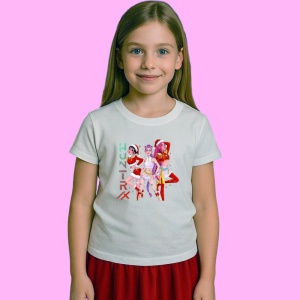 Tricou Huntrix K Pop Hunters Demon Trio Fete Cu Logo Vertical, din bumbac 100%, tricou alb, Copii | Dama | Barbat - Img 2