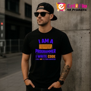 Tricou i am a programmer i write code mesaj ironic calculator, Copii | Dama | Barbat , tricou negru - Img 7