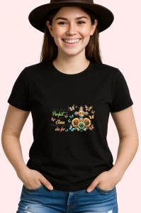 Tricou I may not be perfect but thankful design cu fluturi si floarea soarelui Copii | Dama | Barbat Barbat - Img 6