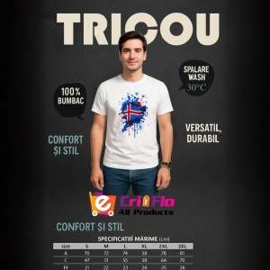 Tricou Iceland Steag Splash Art, Copii | Dama | Barbat - Img 5