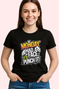 Tricou If Monday Had A Face Id Punch It, Copii | Dama | Barbat, culoare negru - Img 4