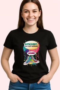 Tricou Introvert Do Not Engage Shoes, Copii | Dama | Barbat, culoare negru - Img 4