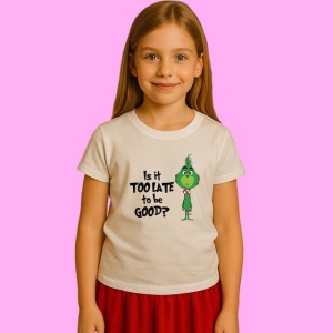 Tricou Is It Too Late To Be Good Funny Grinchmas Cricut, din bumbac 100%, tricou alb, Copii | Dama | Barbat - Img 2