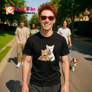 Tricou Jack Russell Terrier si pisica tabby echipa vesela Copii | Dama | Barbat Barbat - Img 16