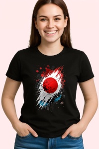Tricou Japan Steag Splash Art, Copii | Dama | Barbat, culoare negru - Img 4