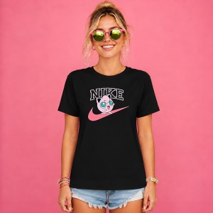 Tricou Jigglypuff Roz Estetic Logo Urban Girl Streetwear, din bumbac 100%, tricou negru, Copii | Dama | Barbat - Img 2
